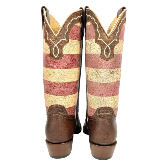 SOLD Shyanne Womens 7.5M Red White & Blue American Flag Western Pull-On Boots - Picture 5 of 12